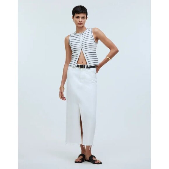 Madewell Tops - Madewell Split-Crewneck Cardigan Tank in Lighthouse Stripe
